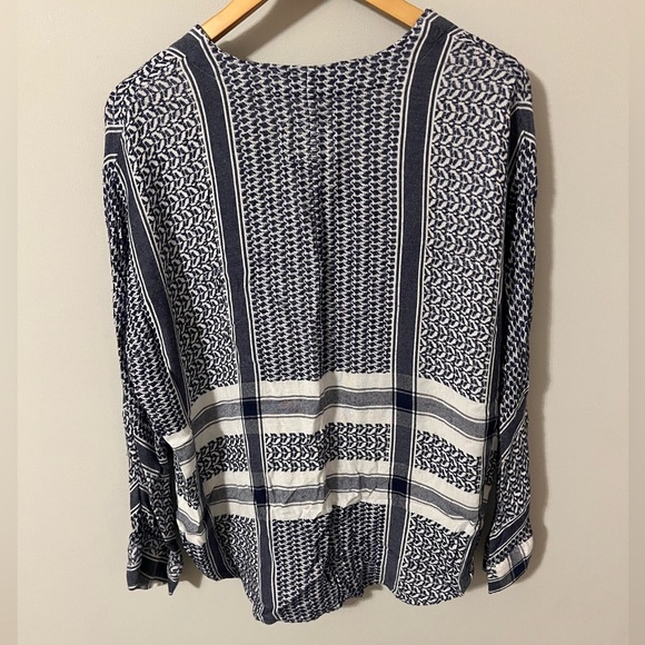 Rails x Anthropologie Lily Sapphire Jacquard Blue Baja Top Medium - Picture 5 of 8